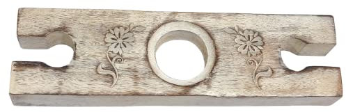 EARTHLY HOME Wine Bottle Rack White Wooden Wine Bottle & Glass Holder Handmade Antique Wood Stand for Wine for Two Glasses & Bottle Beautifully Handcrafted Antique Look Traditionally Handcrafted