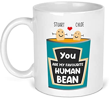 Personalised You Are My Favourite Human Bean Mug - Custom Couples Valentines Day Gift for Boyfriend, Girlfriend, Baked Bean Lover