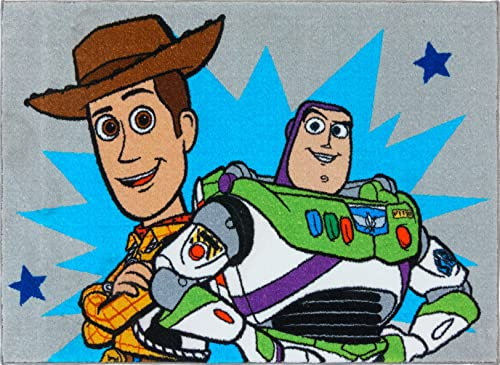Gertmenian Disney Toy Story Teppich Jungen Mädchen Kinder Schlafzimmer Dekor Kinder Zuhause Spielzimmer Matte Bettwäsche Teppich; 40 x 54 Medium; Woody Buzz Lightyear Gray Blue; 19850
