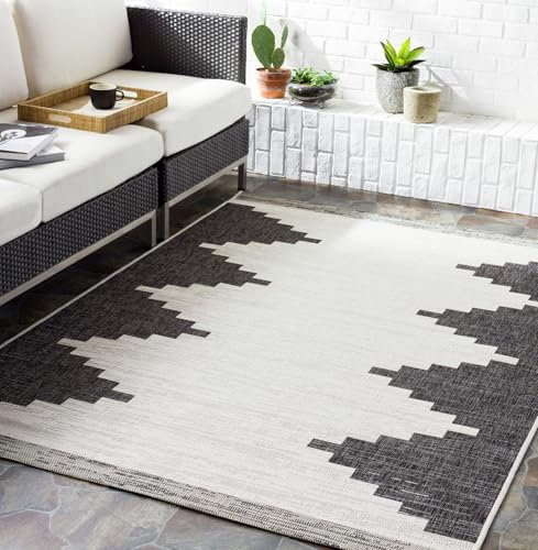Livabliss Lagada Indoor Outdoor Rug - Large Boho Rugs for Living Room 160x230 cm Dining, Kitchen Carpet, Patterned Neutral and Coloured Rugs, Waterproof, Stain Durable - Black, Cream,Grey
