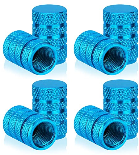 Reifenventil-Staubkappen, Greoer 8 Stück Staubkappen aus Aluminiumlegierung für Autoreifen, Autos, Hellblau