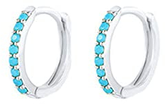 Ayoiow Damen Creolen 925, Damen Ohrring Modern Huggie Ohrringe Silber Türkis Schmuck Ohrringe Damen