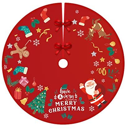 90CM Weihnachtsbaum Rock,Weihnachtsbaum Decke Rot Rund Tannenbaumdecke Christbaumdecke Teppich Baumdecke Christbaumständer Weihnachtsbaum Deko für Weihnachten,Party,Heimdekorationen,Weihnachtsstrumpf