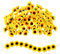 100 künstliche Sonnenblumenblütenköpfe, mit 1 geflochtenem Sonnenblumenhaarband, 4 cm künstliche Blumenköpfe, Partydekorationsblumen, Mini-Seidentuch-Blumen, geeignet für Hochzeiten und Büros