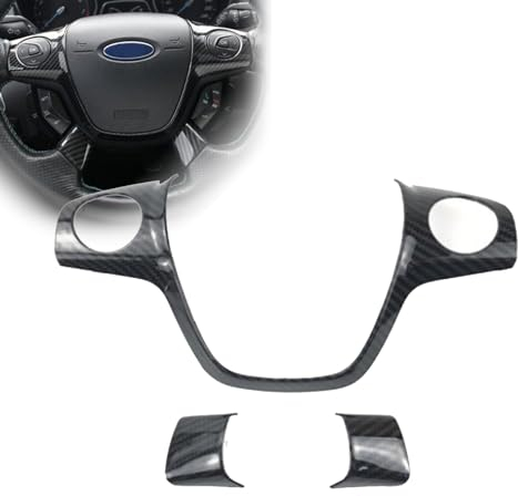 MILLAY ABS-Auto-Aufkleber Chrom-Trimm-Lenkrad-Paillette-Abdeckungs-Hülle for Ford Focus 3 Mk3 2012-2014 Kuga 2013-2015 Autozubehör (Size : Carbon 3pcs)