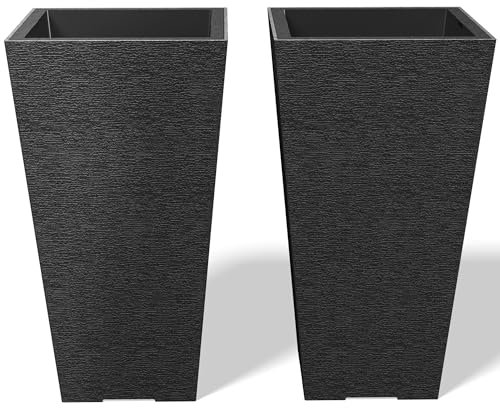 Kante Lot de 2 Pots de Fleurs en bâche, Noir, 71,1 cm de Haut