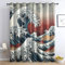 QEODAH Vorhänge Japanische Welle Vorhang Blickdicht Ösenvorhang Verdunklungsvorhänge Gardinen Wohnzimmer Schlafzimmer Kinderzimmer Fenster Deko Blackout Curtain 2er Set H 245 x B 140 cm