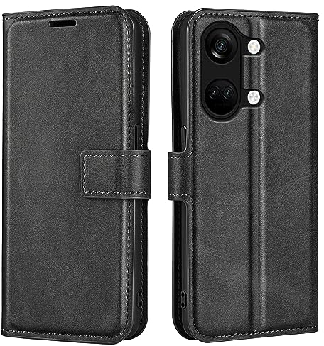 Kezaizhe Klapphülle für OnePlus Nord 3 Hüllen PU Leder Wallet Schutzhülle Schutz Mobiltelefon Flip Back Cover für One Plus Nord3 Tasche Handy Zubehör (Schwarz)