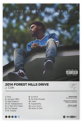 Azizat J. Cole Poster 2014 Forest Hills Drive Album Cover Poster 2 Leinwand Poster Wandkunst Dekor Druck Bild Gemälde für Wohnzimmer Schlafzimmer Dekoration 40 x 60 cm