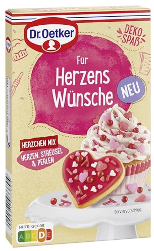 Dr. Oetker Für Herzens Wünsche Herzchen Mix: 60 g Zucker-Dekor-Mix zum liebevollen Verzieren von Gebäcken und Desserts für besondere Momente