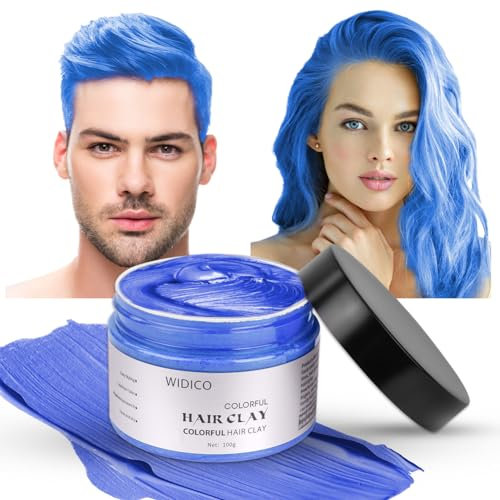 LOPHE Cera Temporal para Teñir el Cabello, 100g Cera del color del pelo, Temporal Tinte para Cabello barros naturales para teñir el pelo para teñir el cabello en color Cosplay partido, Azul