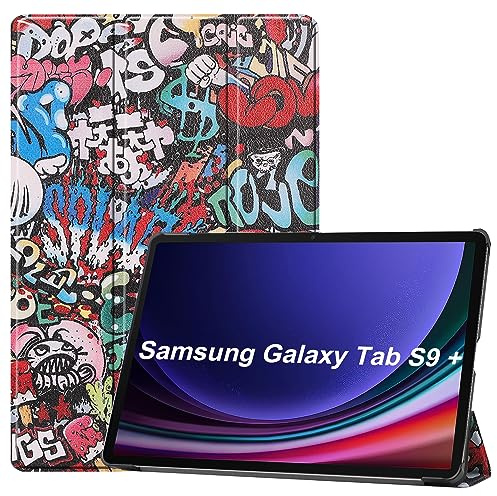 Lobwerk Hülle für Samsung Tab S9+ Plus 2023 SM-X810 SM-X816B SM-X818U 12.4 Zoll Smart Cover Etui mit Standfunktion und Auto Sleep/Wake Funktion
