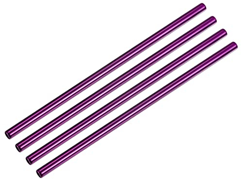 sourcing map Pajitas de metal reutilizables, 4 unidades, pajitas grandes de acero inoxidable de 8.5 pulgadas de largo, adecuadas para bebidas frías, cócteles, café, té, leche, jugo, color morado