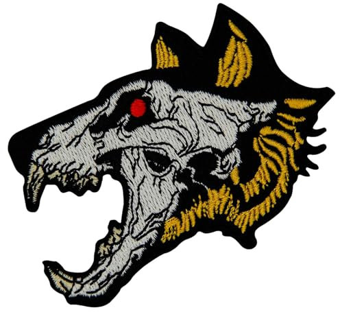 ZEGINs The Wolf Skull Patch Embroidered Applique Badge Iron On Sew On Emblem