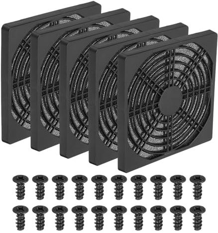 PATIKIL 120mm Fan Grill with Screws, 5 Pack ABS Resin Frame Ventilator Grill Protector Mesh Dustproof Case Cover for Computer PC, Black