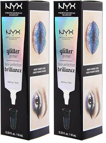 NYX Professional Makeup Basis, Glitter Primer, Fixiergel für losen Glitzer, Lidschatten und Pigment, Langanhaltend (Packung mit 2)