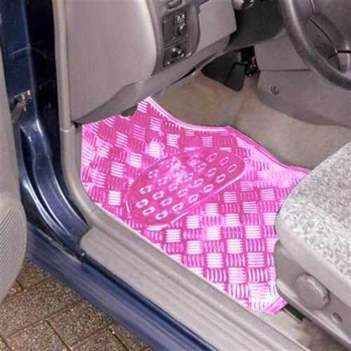 Fußmatten Universelle Auto-Fußmatten in Aluminium-Optik Automatten (Farbe : Rosa)