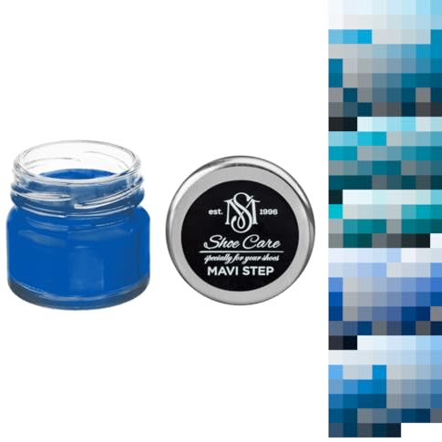 MAVI STEP Leder-Schuhcreme, Cremefarbe mit Wachs zum Nachfärben – glatte Lederpflege, Stiefelglanz, individuelle Farbe, Blau