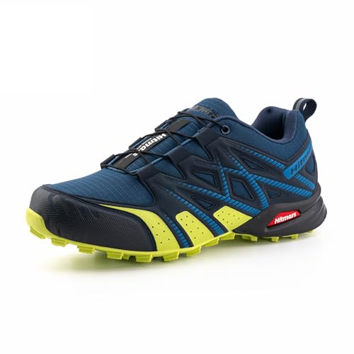Hitmars Trailrunning Schuhe Traillaufschuhe Herren Damen Wanderschuhe Trail Running Schuhe Trekking Turnschuhe Outdoor Laufschuhe Leicht Atmungsaktiv Blau-Grün EU 45