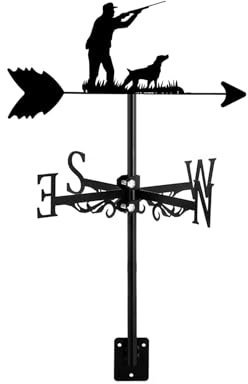 ZNEL Chasseurs avec Chien De Chasse Girouette en Métal Exquise pour Piquet De Jardin Outil De Mesure Facile Jardin Yard, Hunter Hunting Dog