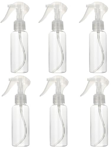 Jaczora Confezione da 6 piccole bottiglie spray da viaggio, 100 ml, in plastica, trasparenti, vuote, riutilizzabili, per saloni di bellezza, oli essenziali, acqua