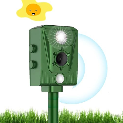 Ultrasonic Fox Repellent, Outdoor Cat Repellent, Wolf Deterrents,USB & Solar Powered, Waterproof Outdoor Animal Repeller Motion Sensor, for Squirrels Cats Dogs Rats
