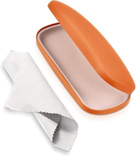 AkoaDa Brillenetui, Universell neutral Brillenetui Hartschalenetui, Geeignet für kleine und mittlere Gläser - Orange