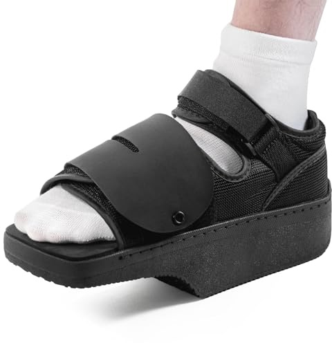 Estinko Zapato postoperatorio de descarga de antepié, zapato de cuña para postoperatorio, zapato de curación de cuña ortopédica, zapato de descarga sin rodamiento de peso para dedos rotos, juanetes,