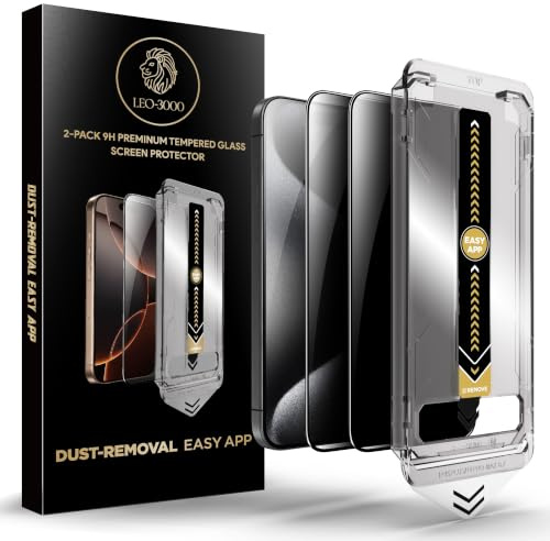 2-Pack | 9H Privacy Tempered Glass for iPhone 15 Screen Protector (6.1-inch) | 28° Anti-Spy | Edge-to-Edge Protection | One-Touch Install with Auto Dust-Elimination Kits & Precision Tool for glass