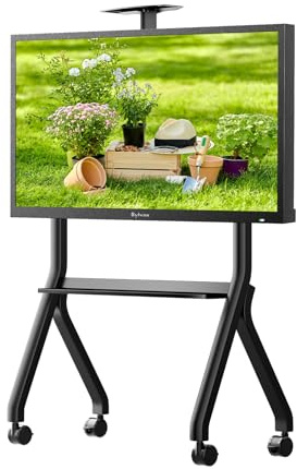 SYLVOX Mobile TV Stand on Wheels for 42-55 Inch Outdoor TVs, Y-Type Rolling TV Cart Max Load 40kg / 88lbs, 360° Lockable Wheels, Height-Adjustable, Max VESA 700x500mm for Outdoor Office Home