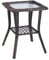 Bonnlo Rattan Beistelltisch mit Glasplatte, Balkonmöbel Grau/Braun, Gartenmöbel klein, Balkontisch Outdoor wetterfest, 46x46x57 cm (Braun)