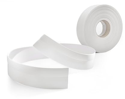 Quest Weichsockelleiste Selbstklebend 32 mm x 23 mm - PVC Sockelleiste, Abschlussleiste - Knickleiste für Innenbereich, Wand, Boden - Flexibel, Dicht, Dekorativ (Weiß Verblasst, 15m)