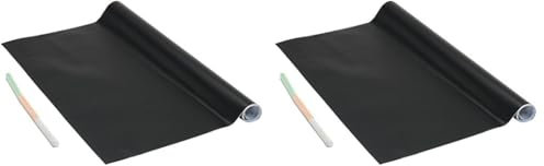 Venilia Lámina de pizarra autoadhesiva con 3 tizas, Negro, 67,5cm x 1,5m, Espesor 150μ, Foglio di carta autoadesivo, PVC senza ftalati, Prodotto in UE (Paquete de 2)