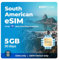 EIOTCLUB Prepaid Südamerika eSIM 5 GB 30 Tage | 5G High-Speed | Nur Daten | Hotspot-Sharing unterstützt | wiederaufladbar