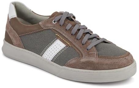 Pavers Mens Wide-Fit Leather Laced Trainers Charcoal Size 11