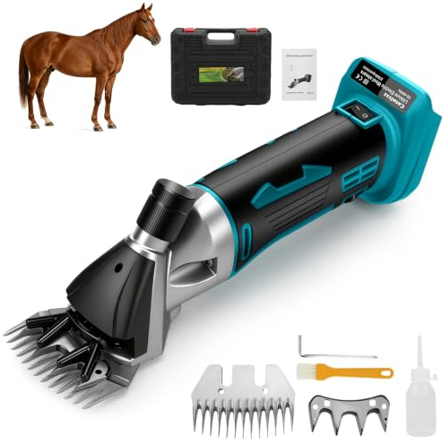 Akku-Schafschere Schermaschine für Makita 18V,850W 2300 U/min 6 Gang Elektrische Wollschere für Nutzviehbedarf zum Rasieren von Fellwolle bei Schafen, Ziegen und schmutzigen Rindern (ohne Akku)