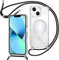 ZYIMOU Coque pour iPhone 13 / iPhone 14 avec Cordon Compatible avec MagSafe, Housse Magnétique Transparente Étui avec Collier Réglable Résistant Silicone Case, Chaîne Noir