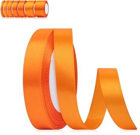 Fyshird Schleifenband Orange 15mm x 22m Geschenkband Hochzeit Satinband Polyester Bänder zum Basteln Dekoband Orange für Geschenkverpackung Geburtstag DIY