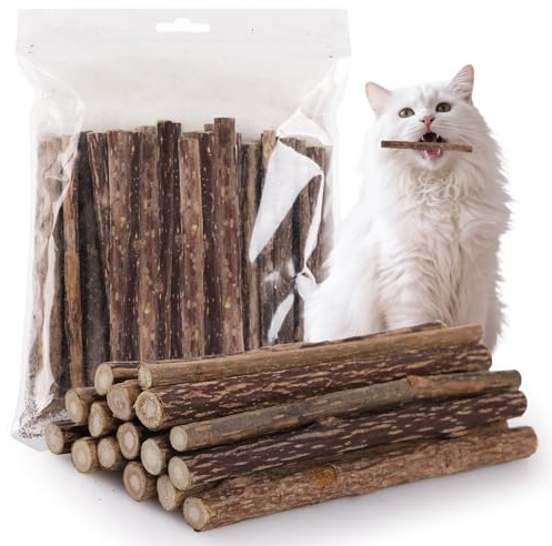 GeeRic 30 Stück Katzenminze Sticks, Sticks für Katzen Zahnpflege Gegen Mundgeruch Katzenminze Spielzeug Natürlich Sicher Katzensticks Kausticks
