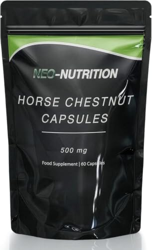 Neo Extra Strength Horse Chestnut 500mg Strength, 20% Aescins, 1 Month Supply, 60 Vegan Capsules, Concentrated and Standardized, All-Natural, Non-GMO