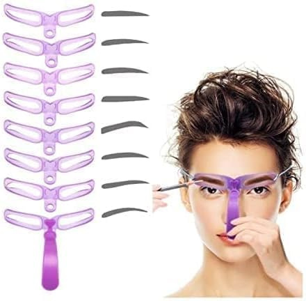 Augenbrauenschablone, Augenbrauenschablonen, 8 Stile Wiederverwendbare Brauenschablonen mit Griffen und Riemen, Wiederverwendbar Wiederverwendbar, DIY Make-up Werkzeuge