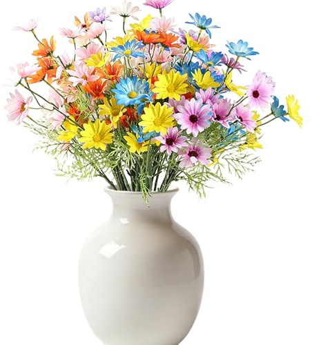 maifey 12 Pcs Margherite Artificiali, 50cm Finte Margherite | Margherite seta realistiche, senza polline ipoallergeniche, non sbiadisce, steli flessibili, centrotavola, decocasa, colorate