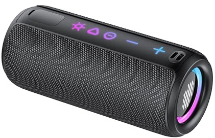 TIMU Bluetooth Lautsprecher mit Licht, Bluetooth 5.4 Musikbox, 30W Dual Lautsprecher, Dualen Bass-Treibern, 30 Std Akku, IPX7 wasserdicht, TWS Paarung, AUX, TF Karte, Geeignet Outdoor/Party/Reisen
