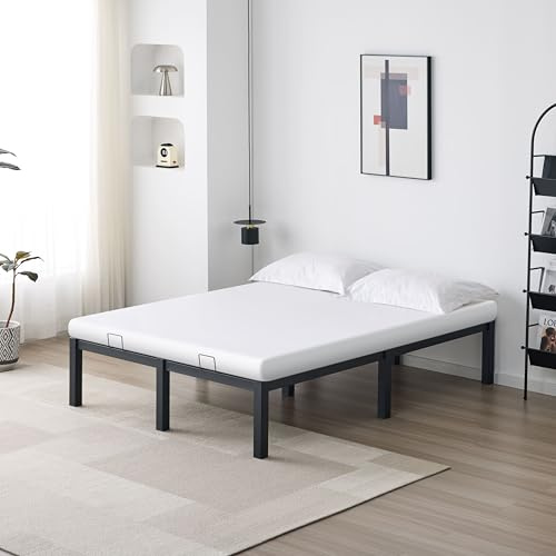 Nera Toolless Metal 4ft6 Double Bed Frame (135x190cm) Under Bed Storage Space for Home Guest Room Bedroom (Double)