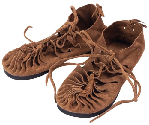 INDIAN STORE 24 Sandales Romaines Sandales en Cuir à Lacets pour Femmes et Hommes Médiéval Viking Été Plage Hippie Unisexe Chaussures