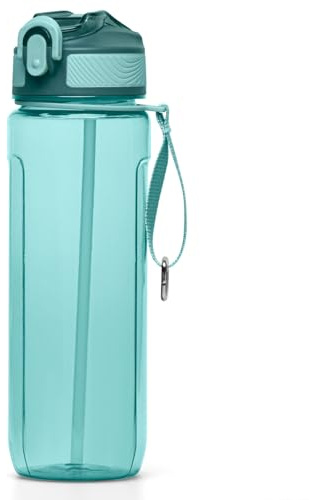 ANGVOOL Sports Water Bottle with Straw, Leak Proof BPA Free Clear Plastic Drink Bottle for Gym, Travel, School, Kids Boys Girls Adults (Green, 800ml)