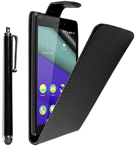 ebestStar - kompatibel mit Wiko Pulp Fab 4G Hülle Etui mit Klappe, PU Kunstleder Handyhülle Schutzhülle Case Cover + Stift, Schwarz [Phone: 155.4 x 79.3 x 8.5mm, 5.5'']