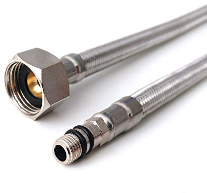2 x M10 (10mm Male End) x 1/2 BSP 600mm Long Flexible Tap Connectors | Pair of Flexi Pipes Tails Fit Into BSP Kitchen/Basin Monobloc Mixer Taps - FBA