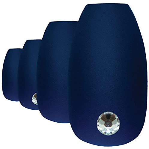 Faux Ongles Bling Art Bleu Mat Ballerine Cercueil 24 Longue Faux bouts d'ongles acrylique avec colle