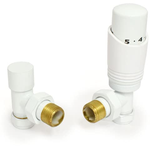 Delta Angled TRV White Thermostatic Radiator Valve
